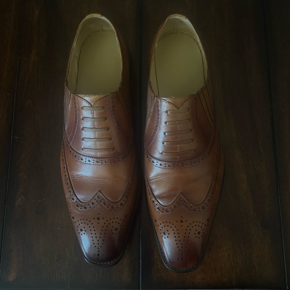 Maison Forte Classic Brown Leather Men's Dress Shoes 9 - Picture 2 of 10